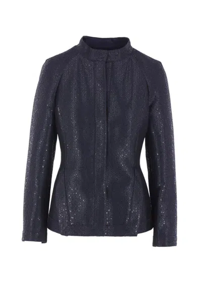 Giorgio Armani Sequin Jacquard Single-breasted Evening Jacket In Black