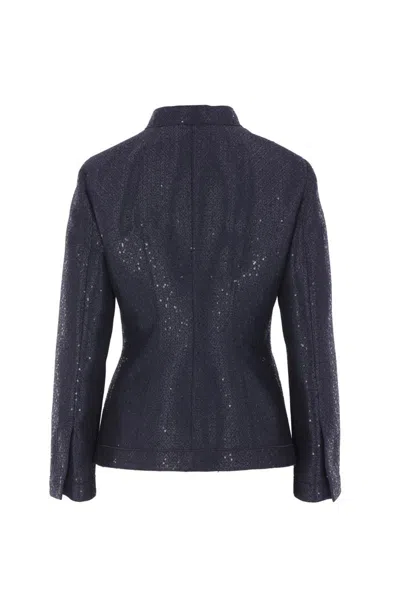 Giorgio Armani Sequin Jacquard Single-breasted Evening Jacket In Black