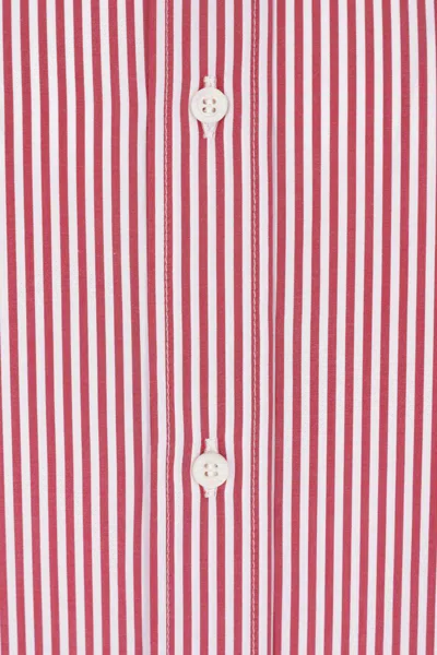 Brunello Cucinelli Striped Poplin Shirt In Pink