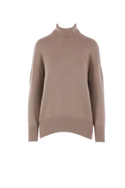 Brunello Cucinelli Sequin Sweater Sweaters And Cardigans Brown In Brown