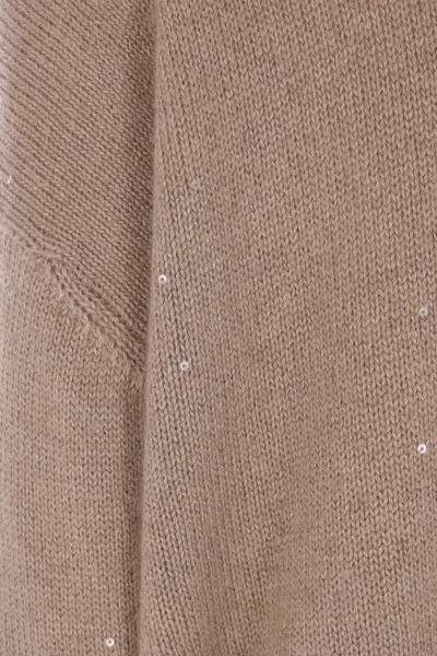 Brunello Cucinelli Sequin Sweater Sweaters And Cardigans Brown In Brown