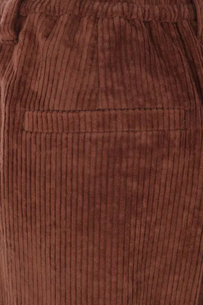 Brunello Cucinelli Soft Corduroy Pleated Straight-leg Ankle Pants In Brown