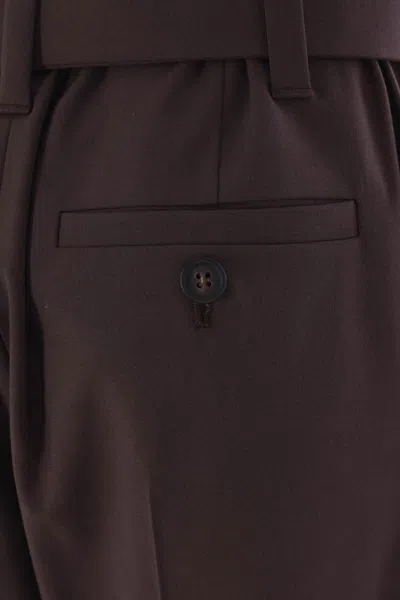 Brunello Cucinelli Tropical Luxury Wool Sartorial Baggy Trousers In Brown