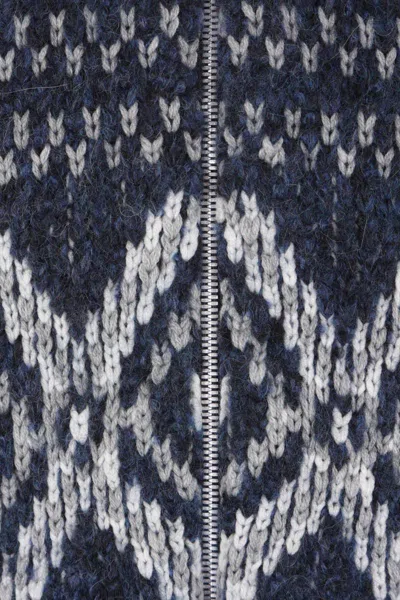 Brunello Cucinelli Geometric Jacquard Cardigan In Wool And Cashmere In Gray