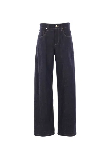 Brunello Cucinelli Denim Wide Jeans In Blue