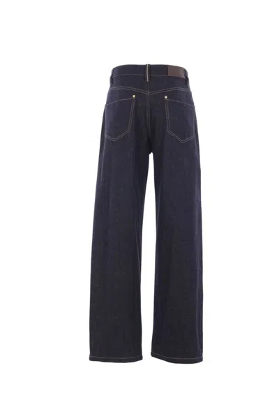 Brunello Cucinelli Denim Wide Jeans In Blue