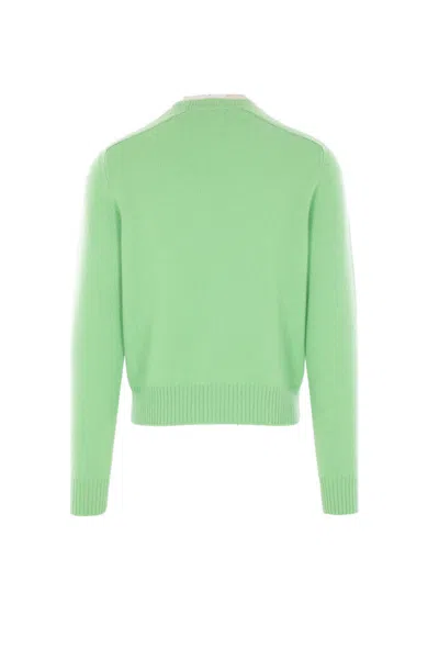 Tom Ford Felted Pure Cashmere Long Sleeves Crew Neck Sweater In Green