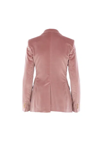 Tagliatore Velvet Double-breasted Jacket In Pink