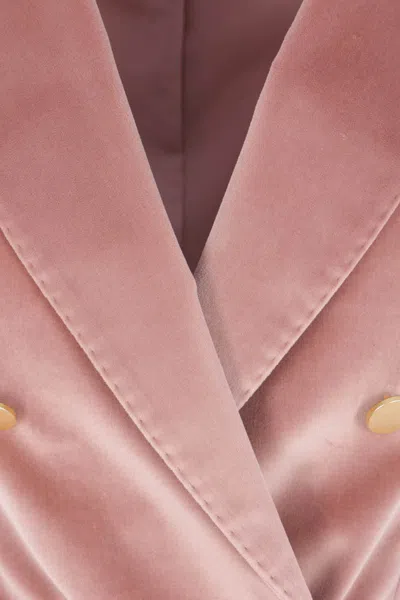 Tagliatore Velvet Double-breasted Jacket In Pink