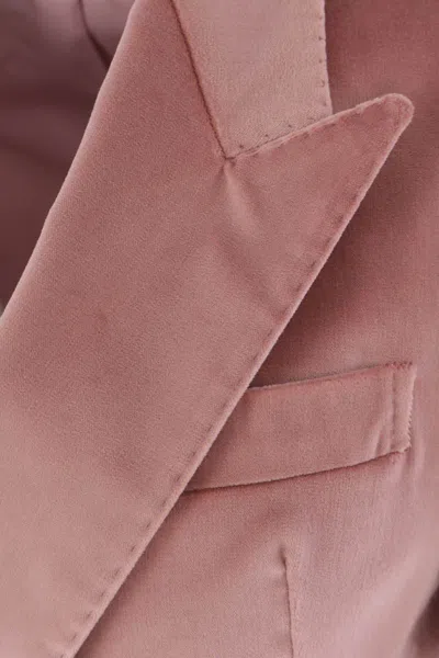 Tagliatore Velvet Double-breasted Jacket In Pink