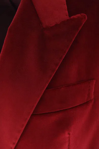 Tagliatore Velvet Double-breasted Jacket In Red