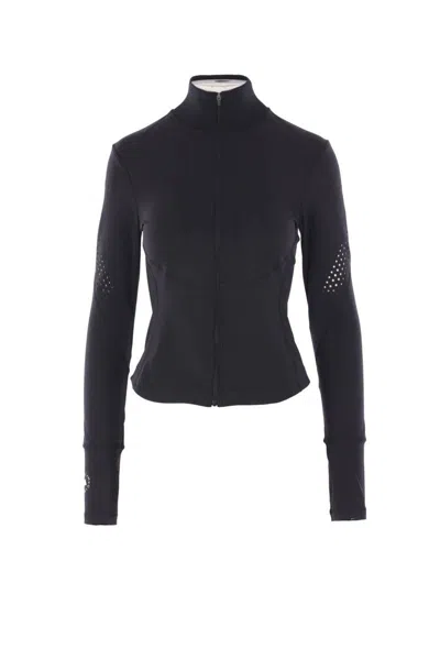 Adidas By Stella Mccartney Truepurpose Perforated Printed Stretch Recycled Top In Black