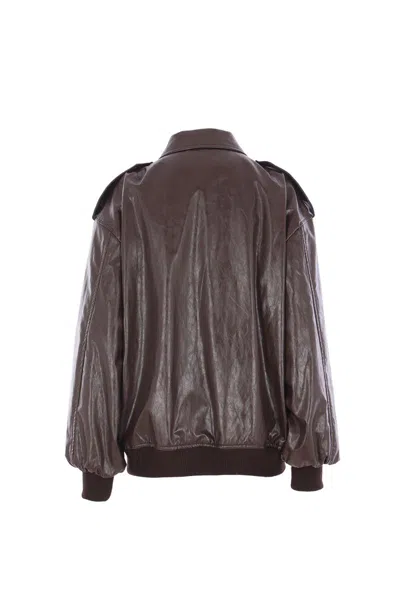 Federica Tosi Bomber Pelle Metallo In Brown