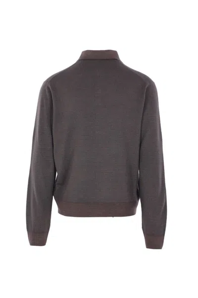 Loro Piana Long-sleeved Buttoned Polo Shirt In Brown