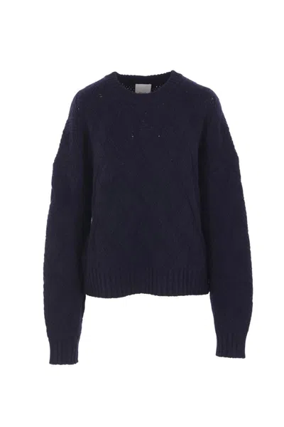 Allude Diamond-pattern Wool Sweater In Blue