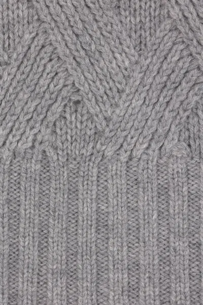 Allude Cable-knit Crew-neck Sweater In Gray