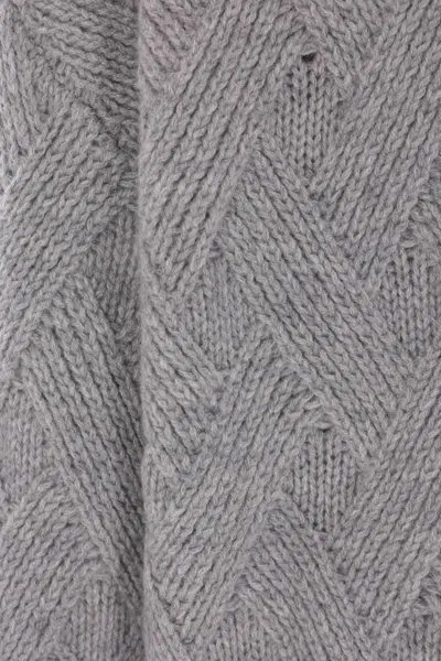 Allude Cable-knit Crew-neck Sweater In Gray