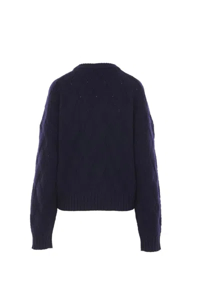 Allude Diamond-pattern Wool Sweater In Blue