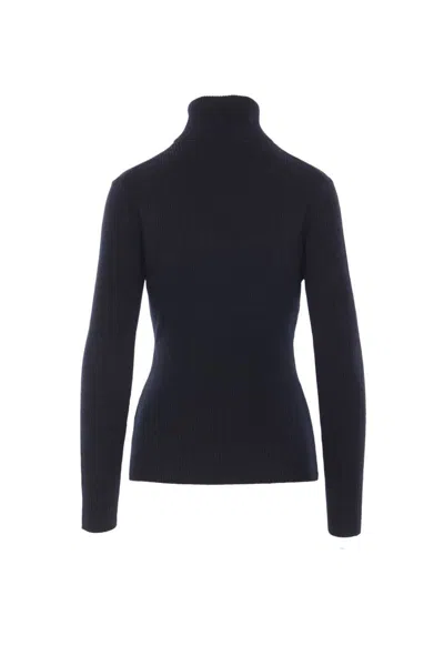 Allude Ribbed Turtleneck Sweater In Black