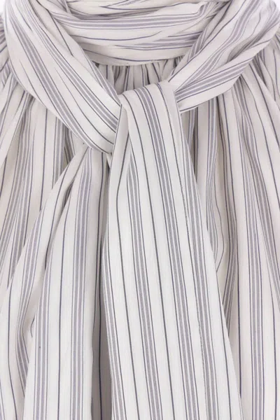 Phaeonia Scarf-collar Puff-sleeve Blouse In White