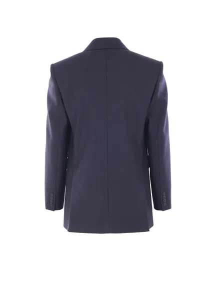 Saint Laurent Doublebreasted Wool Jacket In Blue