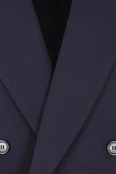 Saint Laurent Doublebreasted Wool Jacket In Blue