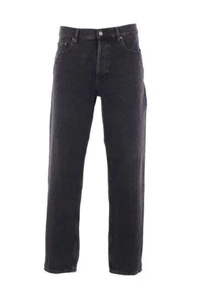 Saint Laurent Mick Black Jeans With Logo Patch On The Rear In Denim Man In Blue
