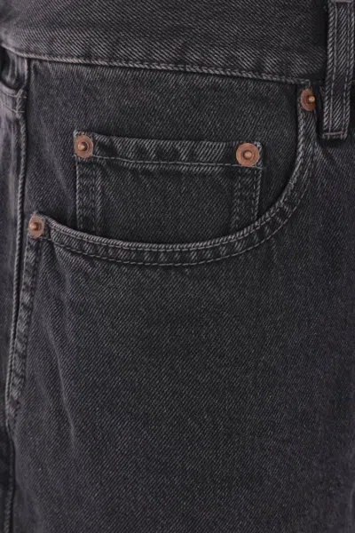 Saint Laurent Mick Black Jeans With Logo Patch On The Rear In Denim Man In Blue