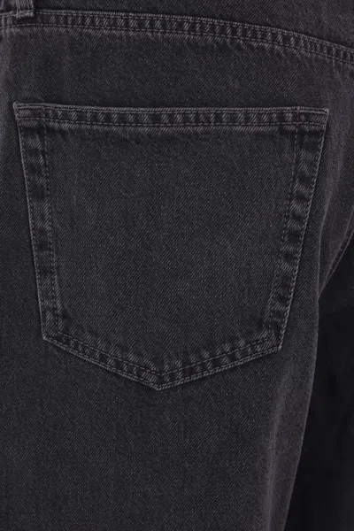 Saint Laurent Mick Black Jeans With Logo Patch On The Rear In Denim Man In Blue