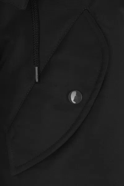 Aspesi Hooded Jacket With Arm Pocket And Drawstring In Black