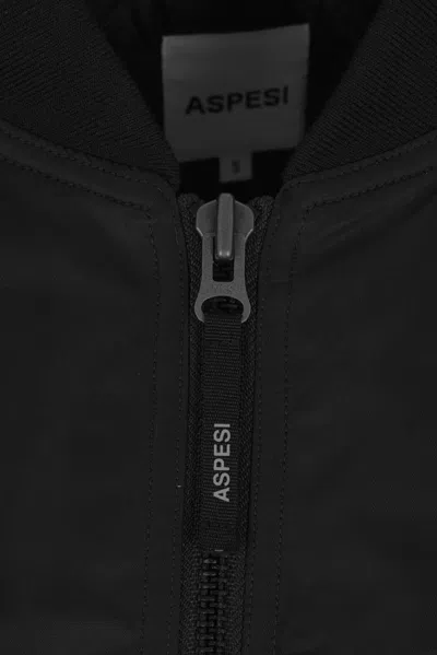 Aspesi Hooded Jacket With Arm Pocket And Drawstring In Black