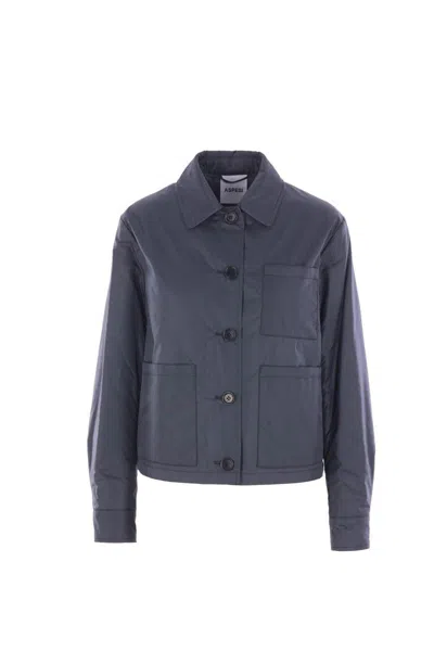 Aspesi Patch-pocket Button-up Jacket In Blue