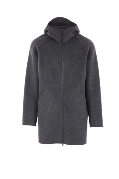 Aspesi Hooded Double-slider Zip Coat In Gray