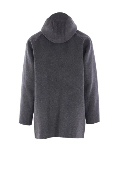 Aspesi Hooded Double-slider Zip Coat In Gray