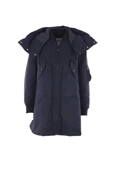 Aspesi Drawstring Hooded Padded Coat In Blue