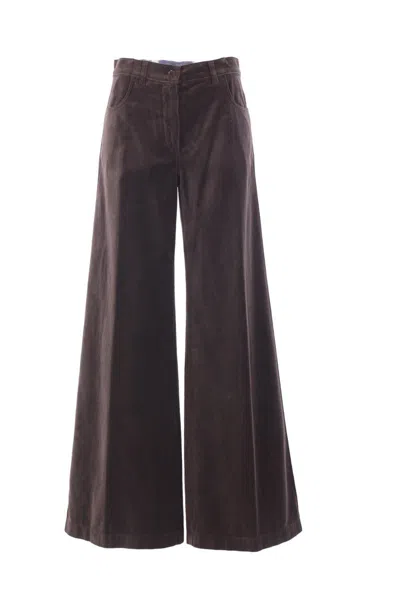 Aspesi Wide-leg Trousers Featuring Pockets In Brown