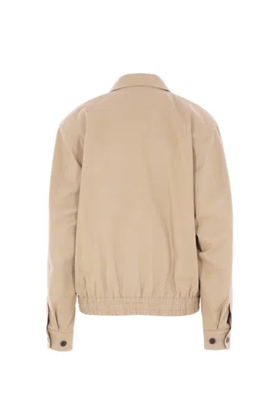 Saint Laurent Pointed-collar Elasticated-hem Bomber Jacket In Neutral