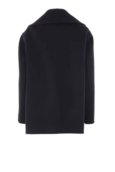 Saint Laurent Virgin Wool Double-breasted Peacoat In Black