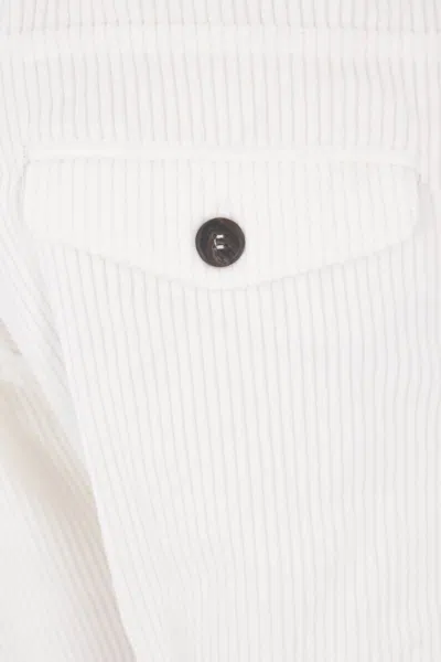 Eleventy Men White Pants With Elastic Drawstring Waist And Tapered Leg In Cotton Blend Stretch Woman In White