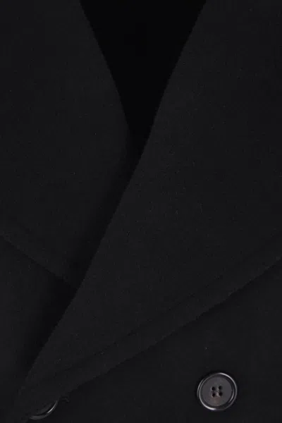 Saint Laurent Virgin Wool Double-breasted Peacoat In Black
