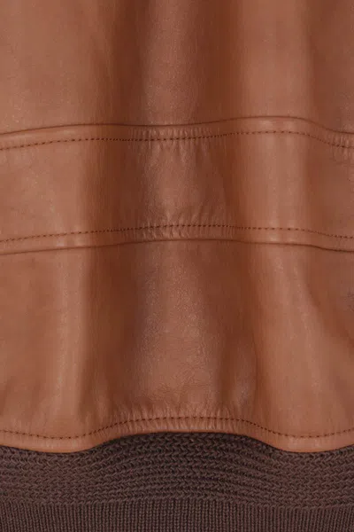 Saint Laurent Bomber Jacket In Hammered Leather And Shearling In Neutral