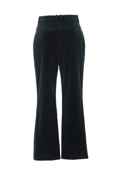 Saint Laurent Cropped Cotton-velvet Slim-leg Pants In Green