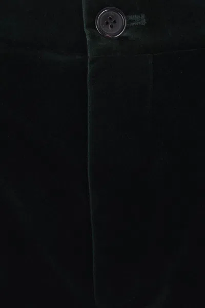Saint Laurent Cropped Cotton-velvet Slim-leg Pants In Green