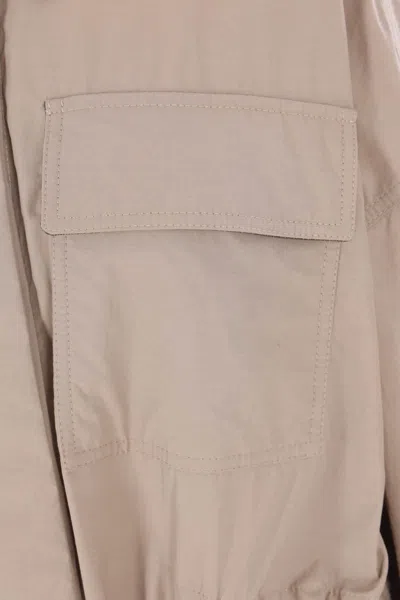 Brunello Cucinelli Long Jacket With Belted Waist And Pockets In Brown