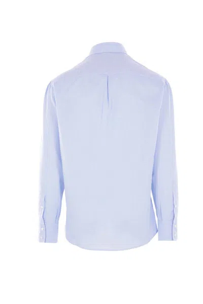 Brunello Cucinelli Checked Cotton Shirt In Blue