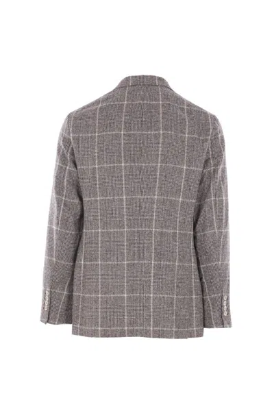 Brunello Cucinelli Blazer 'horse' Notch Lapel Back Vent In Gray