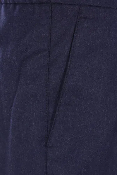 Brunello Cucinelli Virgin Wool Drawstring Leisure Trousers In Blue