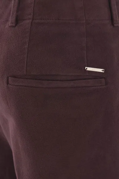 Incotex Wide Leg Trousers Belt Loops In Burgundy