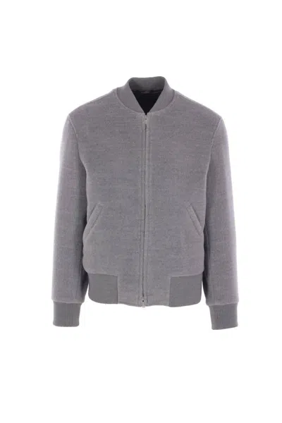 Lardini Brushed Wool Jacket In Pure Virgin Wool In Gray