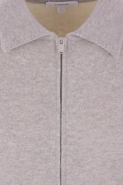 Lardini Wool-blend Knitted Bomber Jacket In Gray